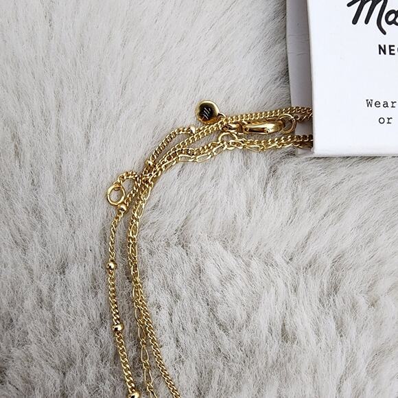 Madewell Mother of Pearl Dainty Layered Necklace Set 3-Pack Vintage Gold NWT - Picture 10 of 13